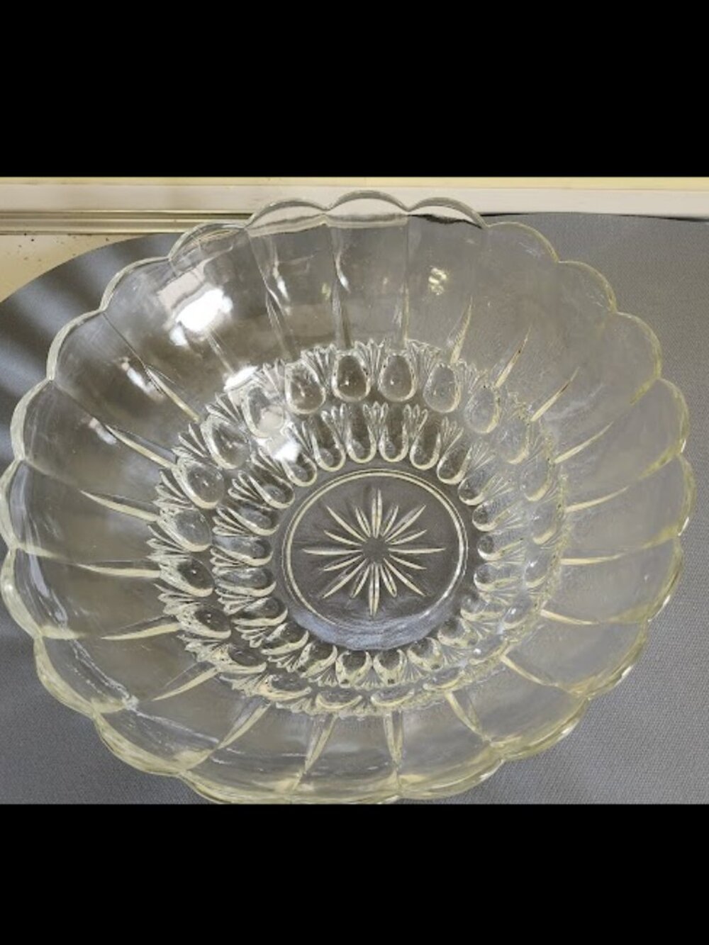Vintage Indiana Glass Clear Round Bowl with Teardrop Pattern 8.5" x 3"